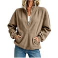 thumbnail image 2 of Womens Quarter Zip Pullover Oversized Corduroy Jacket Fll Winter Casual Sweatshirt Hoodies with Pockets XL, 2 of 8