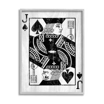 Stupell Industries Card Deck Jack Spade Symbol Graphic Art Gray Framed Art Print Wall Art, Design by Lil' Rue