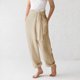thumbnail image 2 of Pantalones Para Mujer Pantalones de Lino Ocio Color Sólido Cintura Alta Algodón Lino Pantalones de Pierna Ancha Pantalones de Cintura Elástica Odeerbi  ODB146122, 2 of 9