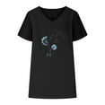 thumbnail image 6 of Ankola Womens Summer Tops 2024 Cotton Linen Plus Size V Neck Floral Ptinted Blouse Tops Casual Short Sleeve Oversized Tshirt, 6 of 6