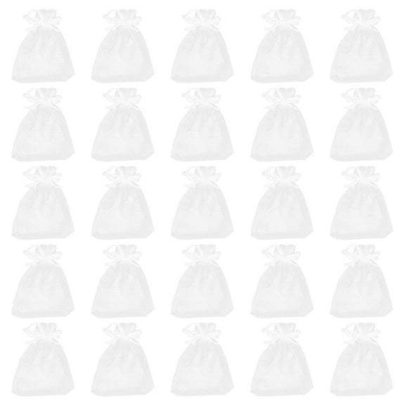 UPOUART 100pcs Small Jewelry Bags Organza Present Gift Bag White Wedding Party