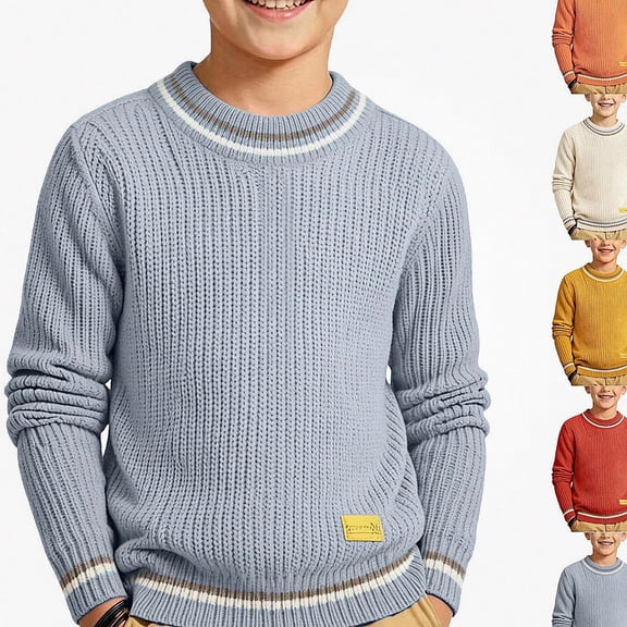 Afuyipoi Boys Turtleneck Pullover Sweater Knit Top for Kids Size 0-11Y Fall Winter Layering Outfit Light Blue Size 2T