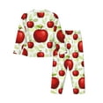 thumbnail image 2 of Disketp Pajamas Set Long Sleeve Sleepwear Womens Button Down Nightwear Pj Sets-Fruit Apples, 2 of 9