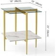 thumbnail image 2 of Rectangle Coffee Table Mid-Century Modern Design L W x H for Living Room - Structure Amber Glass Top and Walnut MDF Shelf Sleek Conical Metal Legs with Gold Finish, 2 of 8