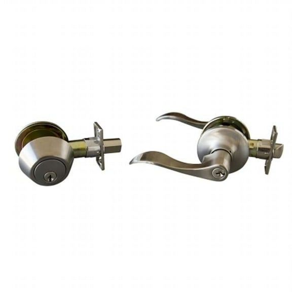 Stratford 6 Way Latch Entry Door Knob, and Deadbolt Combo Satin Nickel
