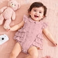 thumbnail image 7 of Baby Onesies Girl Newborn Outfits Baby Girl Clothes Summer Fly Sleeve Floral Embroidery Romper Ruffle Bodysuit Jumpsuit One-Piece, 7 of 7