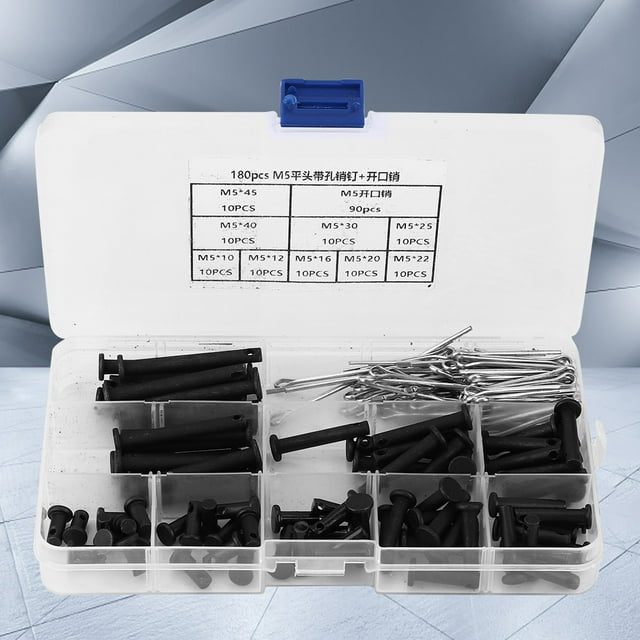 90Pcs Flat Head Dowel Pins 90Pcs M5 Cotter Pins With Storage Box Fastener Installation Accessories