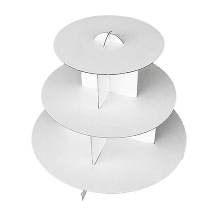 3-Tier White Round Cardboard Cupcake Stand Dessert Tower Treat Stacked Pastry Serving Platter Food Display (Pkg of 1), Includes 1 White Round Cupcake Stand. Dimensions:.., By