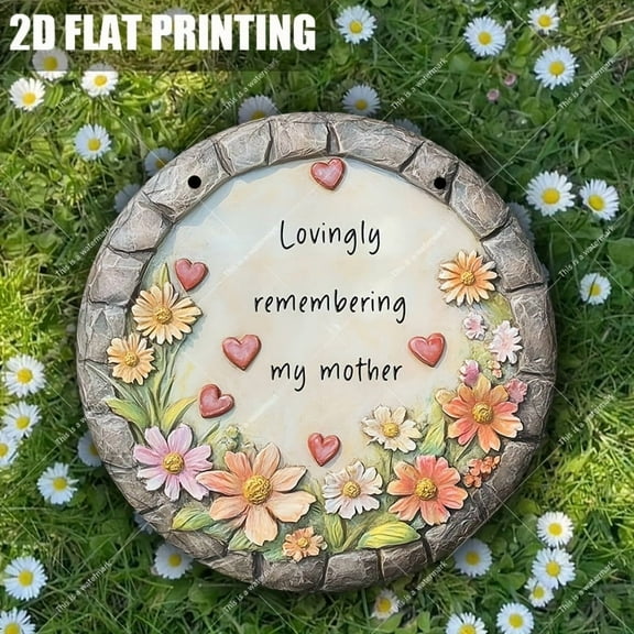 Memorial Blessing Garden Stone - 2D Flat Resin Sign for Outdoor Yard & Home Decor - 6.29x6.29 Inch Weatherproof Wall Plaque - Sympathy Gift for Loss of Loved One