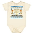 thumbnail image 3 of Inktastic Happy Hanukkah Sweater Style Design with Menorah and Dreidel Boys or Girls Baby Bodysuit, 3 of 5