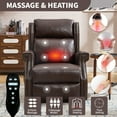 thumbnail image 4 of Manual Recliner Chair with Massage and Heat for Elderly, Faux Leather Upholstered Reclining Chair with Adjustable Backrest and Side Pocket for Living Room, Brown, 4 of 7