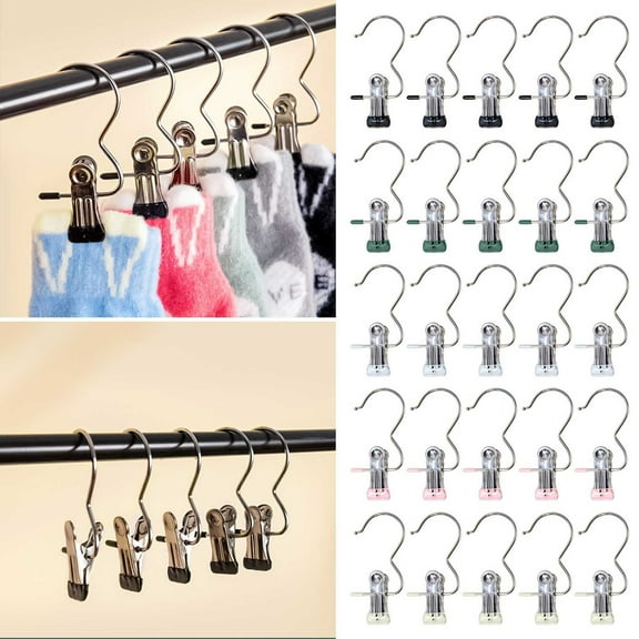 Space Saving Clothespin Hat Pants Storage Hanging Travel Hook Stainless Steel Boot Hangers Clips Boot Hangers for Closet Laundry Hooks Hanging Clips Clothes Pins Socks Towel Clips