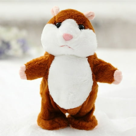 Lovely Talking Plush Hamster Toy, Can Change Voice, Record Sounds, Nod Head or Walk, Early Education for Baby, Different Size for Choice Style:bright brown and walking