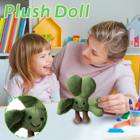 NAOJIE Jouets en Peluche Trèfle - Jeu Format de Poche - Plaisir à Collectionner - Compagnons Éternels - Vert 6 Pouces - Cadeaux d'Anniversaire pour Enfants, Peluche Plante, Poupée Bébé pour Tout-Petits 1-3