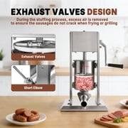 Hakka Brothers 5 L/11 lb Stainless Steel Vertical Manual Sausage Stuffer, Meat Filler with 2-Speed Gears and 4 Stuffing Tubes