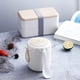 thumbnail image 2 of 3-piece set Wood texture Plastic Double-layer Lunch Box Soup Cup, 2 of 5
