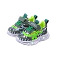 thumbnail image 2 of Nmnitkp Kids' Dinosaur Light Up Sneakers, Breathable Mesh Adjustable Strap Sports Shoes, Non-Slip Soft Sole Outdoor Athletic Shoes for Toddler/Little Boys Green,22, 2 of 8