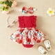 thumbnail image 3 of Gibobby Mameluco niño sin mangas con estampado de flores para niñas pequeñas, mono recién nacido con diademas para niños, ropa(Rojo, 0-3 Meses), 3 of 5
