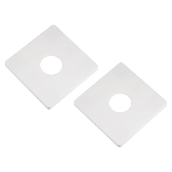 2pcs Wall Split Flange, ABS Square Escutcheon Plate Wall Mount Water Pipe Cover for 1.1" Diameter Pipe White