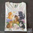thumbnail image 3 of 【New Arrival】Unisex Vintage Kittens Floral Butterfly Graphic T-Shirt, Cute Multi Cat Garden Animal Crew Neck Short Sleeve Casual Ivory Top, 3 of 10