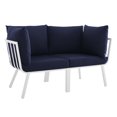 thumbnail image 1 of Modway Riverside Ensemble de Canapé Sectionnel d'Extérieur en Aluminium 2 Pcs pour Patio, Blanc/marine, 1 of 11