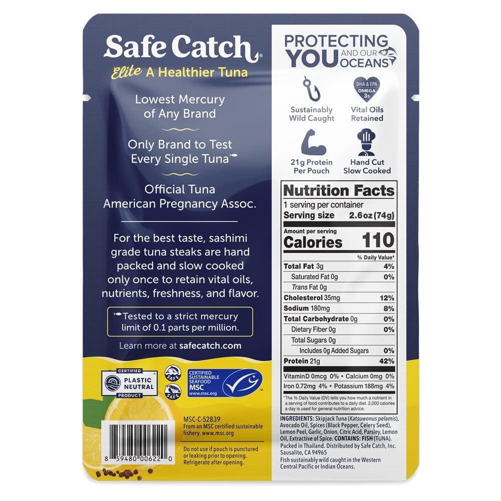 Safecatch  Elite Wild Tuna Pouch - Citrus Pepper, 2.6 oz - Pack of 12