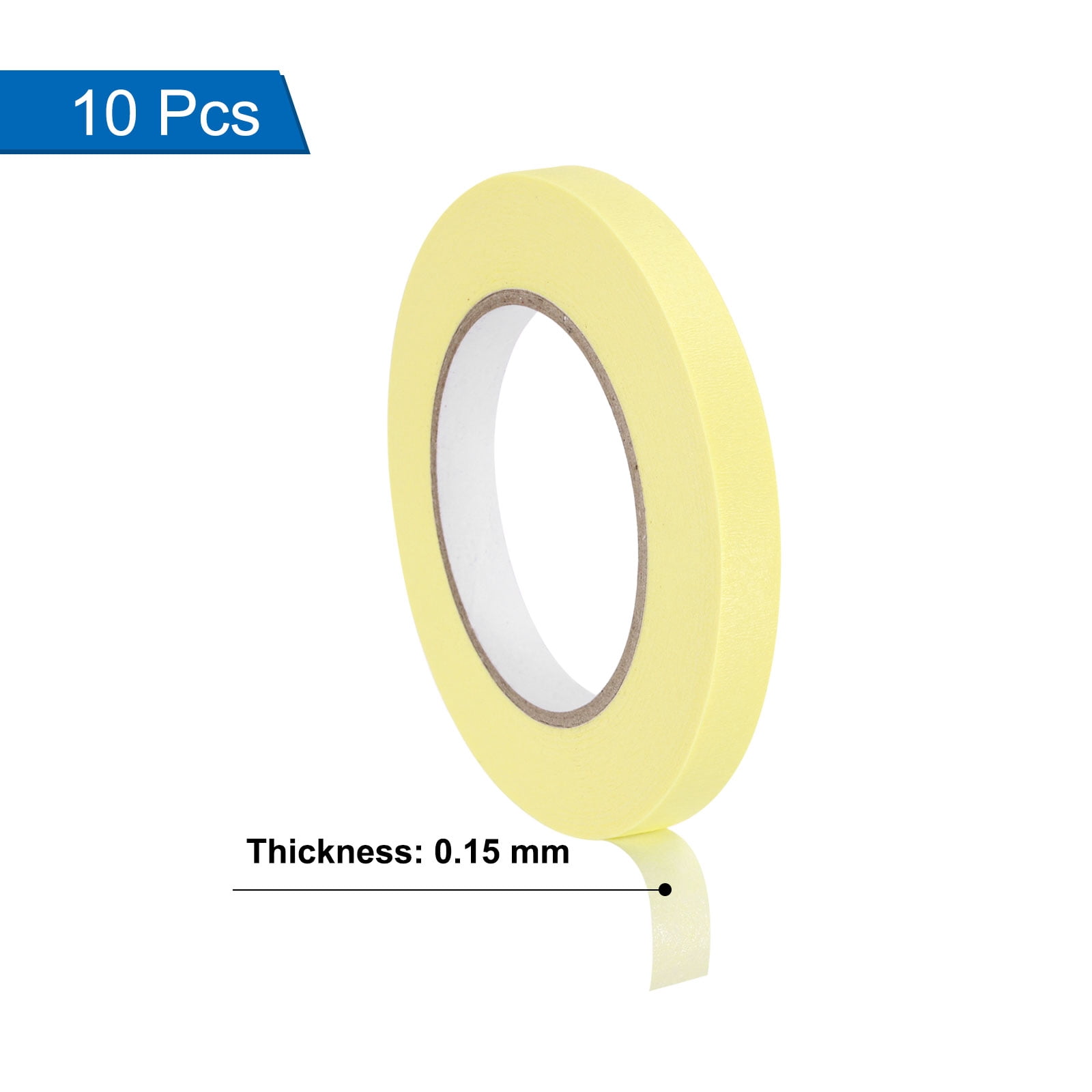 Uxcell 10Pcs 0.5 inch Wide 60 Yards Light Yellow Masking Tape Painters Tape Rolls for Home Office