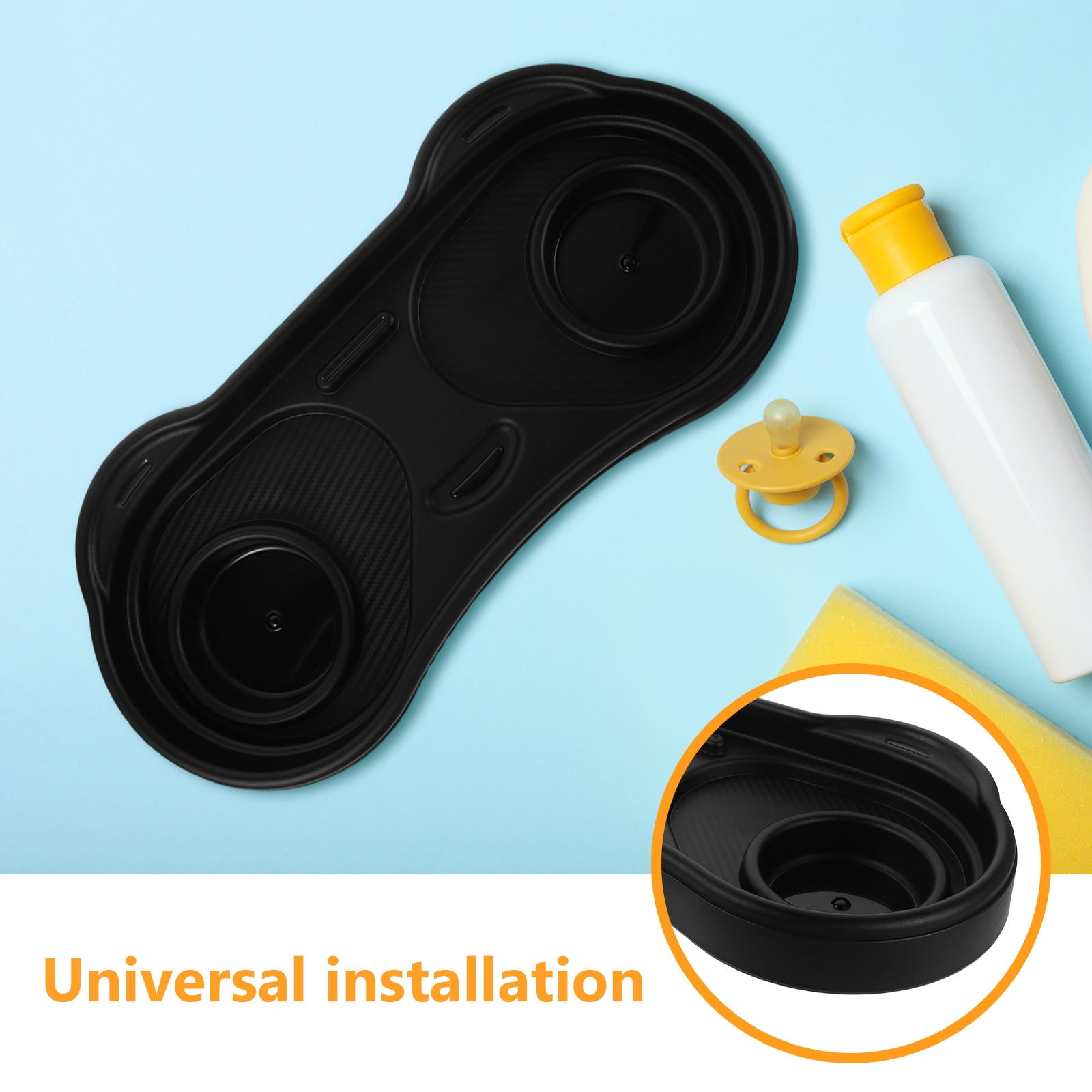 OUNONA ABS Stroller Tray Lock, Black, Adorable Panda Design, Kids Travel and Toy Holder Accessory