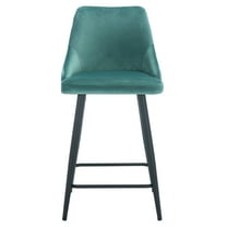 SAFAVIEH Kelsey Square Mid Back Counter Stool, Seafoam/Black