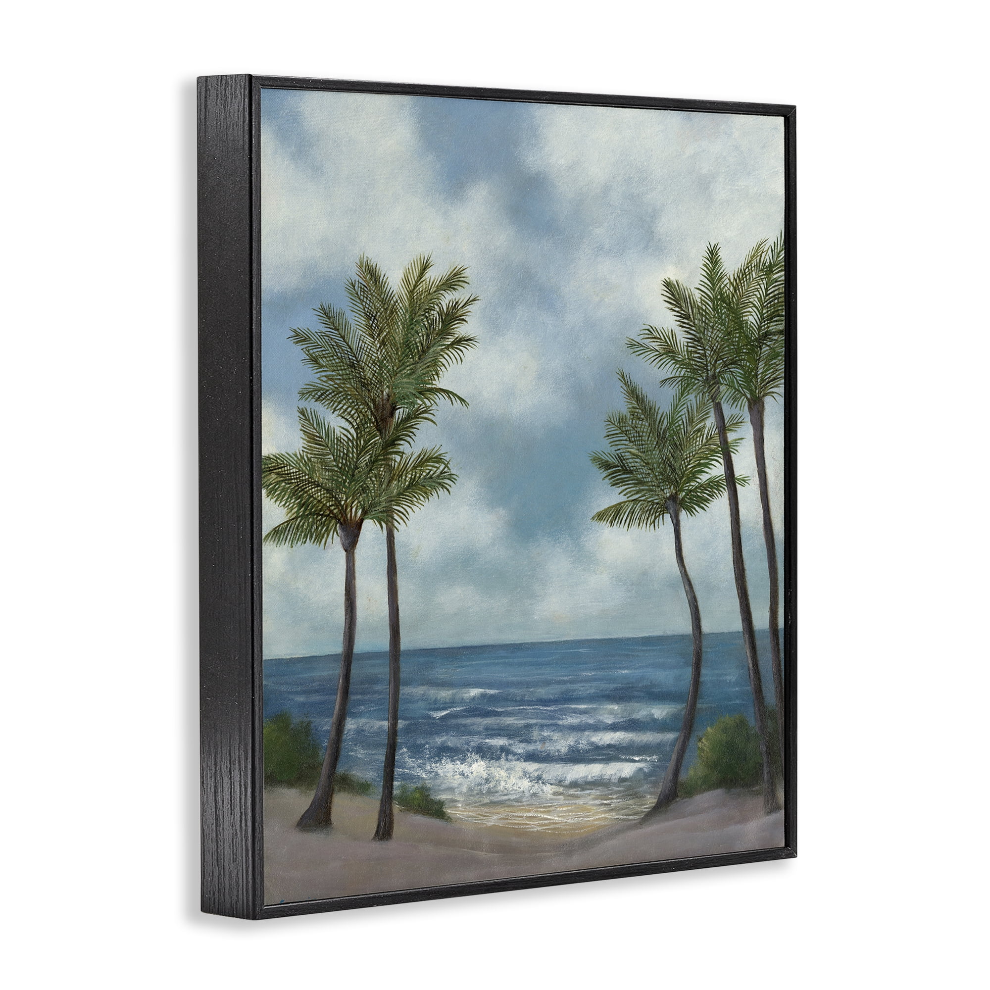 Stupell Industries Tropical Breaking Waves Landscape Painting Black Framed Art Print Wall Art, 11 x 14