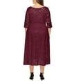 thumbnail image 4 of Eternatastic Womens Scooped Neckline Floral lace Top Plus Size Cocktail Party Midi Dress 3XL Deep Red, 4 of 5