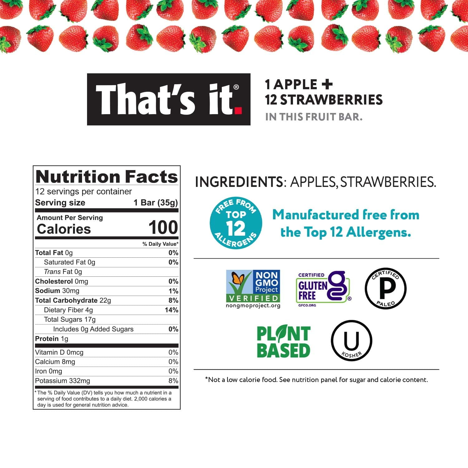That's it. Variety Pack BCF26 100% Natural Real Bar, Best High Fiber Vegan, Gluten Free Healthy Snack, Paleo for Children & Adults, Non GMO No Added Sugar, No Preservatives Energy Food (12 Pack)