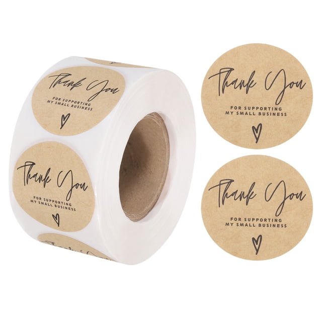 Uxcell 500 Pcs Etiquetas de Agradecimiento, Sello Redondo Autoadhesivo de 1.5 Pulgadas Estilo Kraft A