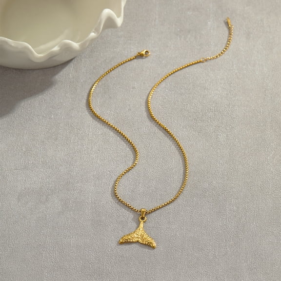 NICKSUN 18K Gold & Silver Plated Stainless Steel Pendant Necklace, Tropical Palm Tree Mermaid Tail Mushroom Charm Clavicle Necklace, Minimalist Summer Beach Vacation Jewelry for Women