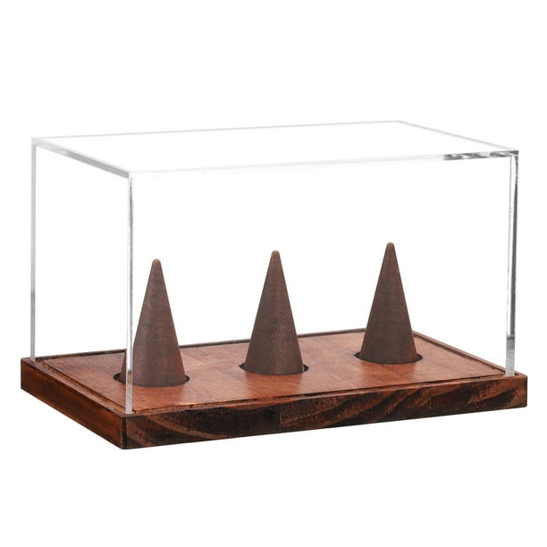 Exhibidor de anillos de campeonato Uxcell con base de madera, cubo de exhibición de béisbol acrílico, soportes para anillos claros