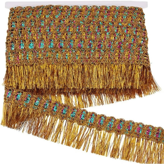 14.2 Yards 2.3'' Gold Fringe Tassel Lace Trim Sewing Fringe Trim Fringe Fibre Ribbon Trim Polyester Tassel Trim