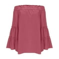 thumbnail image 3 of HongQid Womens Off The Shoulder Long Bell Sleeve Tops Flared Casual Loose Blouse, 3 of 6