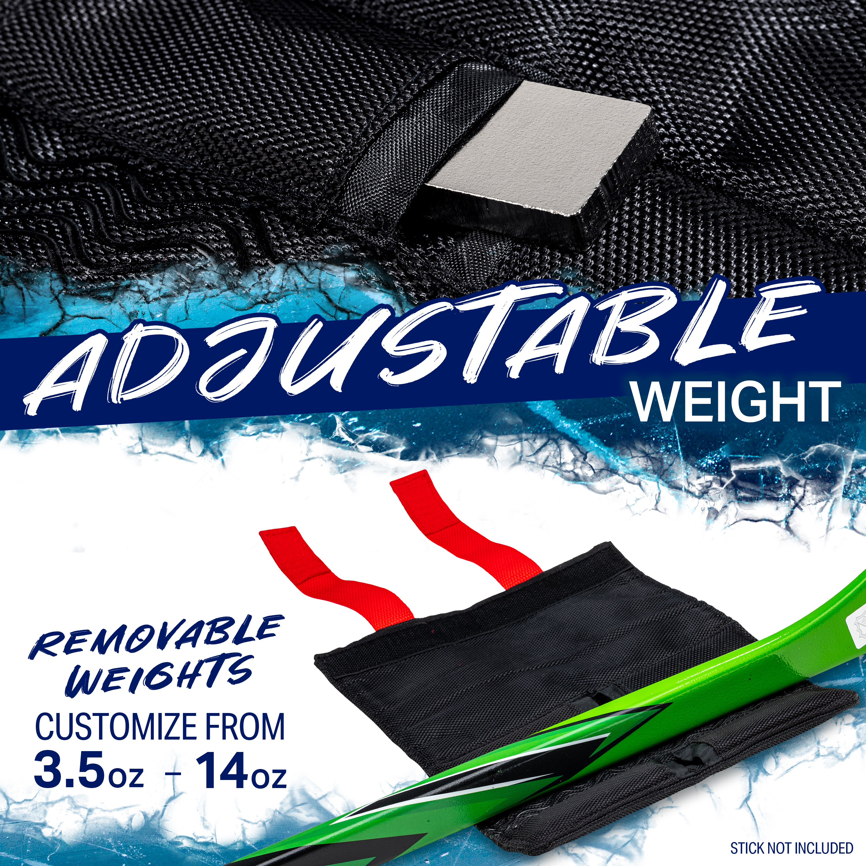 Franklin Sports Hockey Stick Weight - Hockey Training Aid + Accessory for Stick Handling + Shooting Skills - Adjustable Weight 3.5 to 14 ounce  Stick Training Weight - Hockey Training Equipment