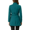 thumbnail image 4 of INSPIRE CHIC Women's Classic Stand Collar Long Sleeve Winter Belted Long Coat S Dark Lake Blue, 4 of 8