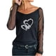 thumbnail image 1 of Camiseta de manga larga con cuello redondo y lentejuelas de malla sólida para mujer, blusa Polluver, Tops Fridja hkj139, 1 of 5