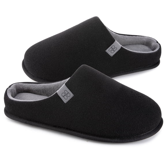 HomeTop Men's Father's Day Gift Wool-like Slip-on Slippers with Coral Fleece Lining and Non-Slip Sole
