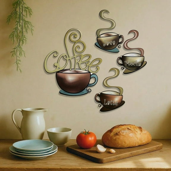 Rustic Metal Coffee Mug Wall Art in American Heritage Style, Peel-and-Stick Uneven Retro Decor, Room Decor,halloween Decor,home Decor,bathroom Decor,bedroom Decor,kitchen Decor,wall Decor