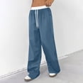 thumbnail image 3 of longantii Wide Leg Sweatpants Women High Waisted Baggy Pants Drawstring Elastic Waist Athletic Joggers Baggy Sweatpant Royal Blue M, 3 of 5
