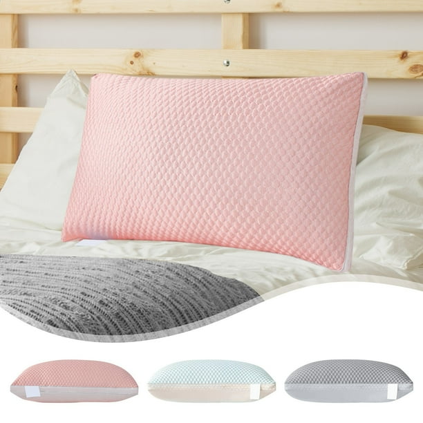 Núcleo de almohada refrescante Ice Silk | Almohada de soporte cervical transpirable | Relleno de espuma ajustable | Funda de poliéster suave y lavable | Grande 18.89x29.13 pulgadas | Azul Rosa Gris