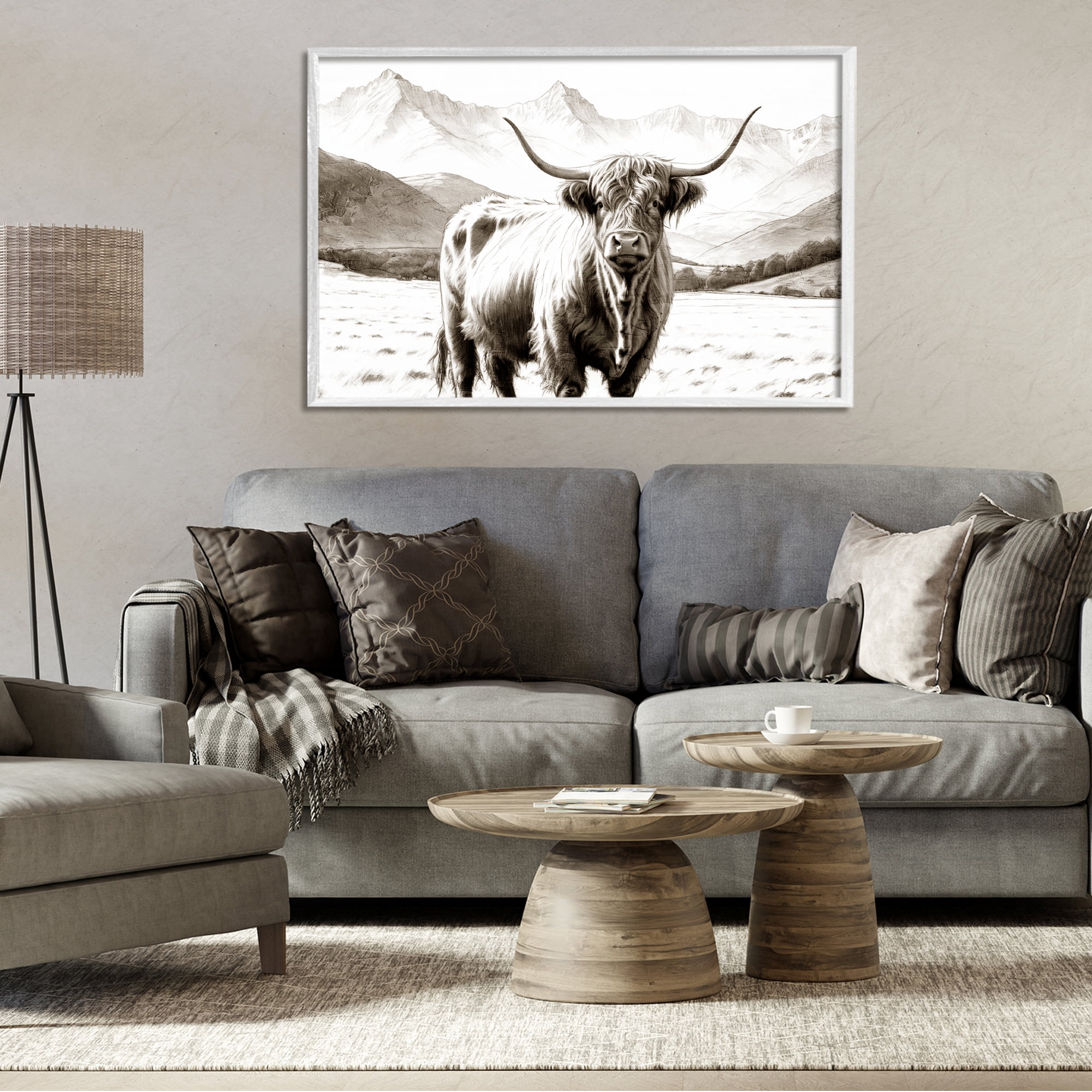 Stupell Industries Highland Sepia Sketch White Framed Giclee Art, design by Kim Allen