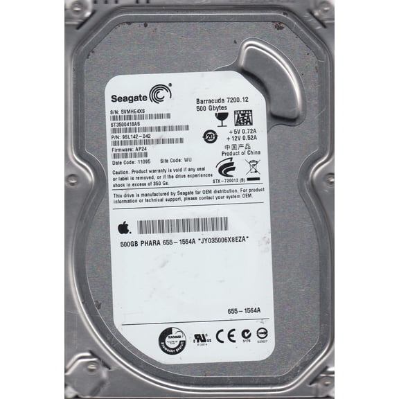 ST3500418AS, 5VM, WU, PN 9SL142-042, FW AP24, Seagate 500GB SATA 3.5 Hard Drive