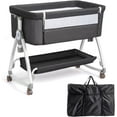 thumbnail image 5 of JOYMOR 3 in 1 Baby Bassinet, Bedside Bassinet for Baby, with Comfy Mattress and Wheels, 6 Height Adjustable Easy Folding Portable Bedside Crib for Newborn (Black), 5 of 7
