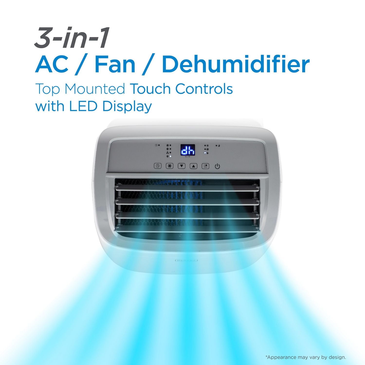 BLACK+DECKER 10,000 BTU Portable Air Conditioner up to 450 Sq. with Remote Control, White