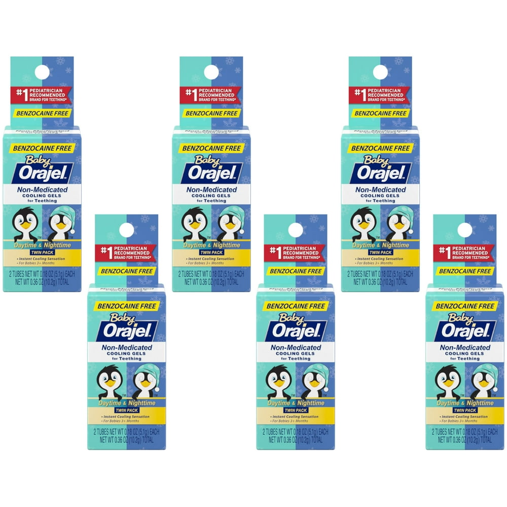 6 Pack Orajel NonMed Baby Teething Day &amp; Night Cooling