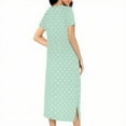 thumbnail image 6 of Dasayo Hospital Womens Nightgowns Short Sleeve Green Zipper Nightgowns Polka Dot Side Split Pajamas Womens Sleepwear L, 6 of 7
